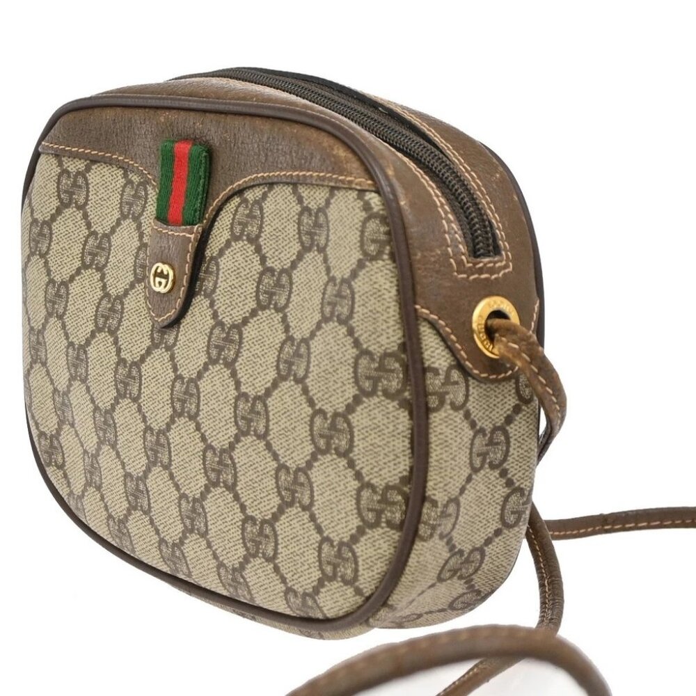 GUCCI GG Pattern Sherry Line Mini Shoulder Bag PVC Leather Beige Brown - Picture 3 of 14